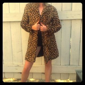Leopard print faux fur coat.  Vintage dollhouse